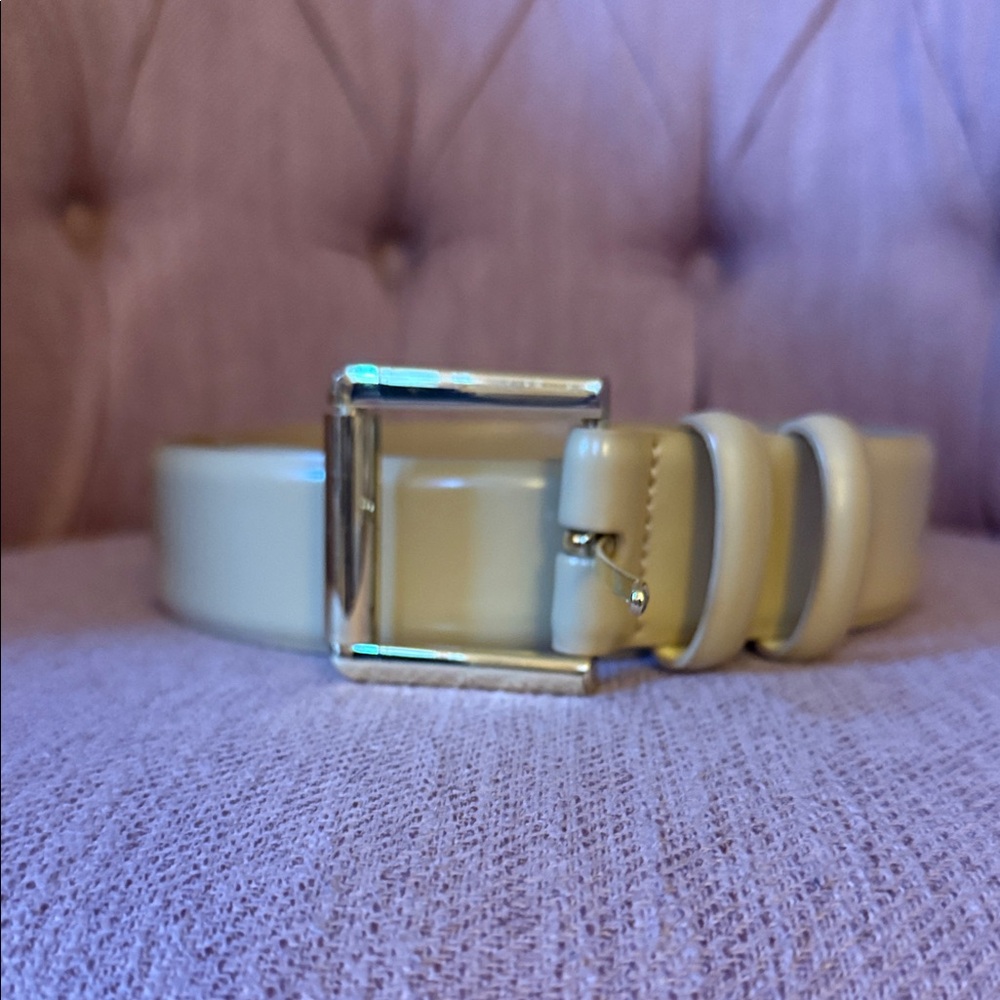 J. Crew Cream Belt with Silver Buckle